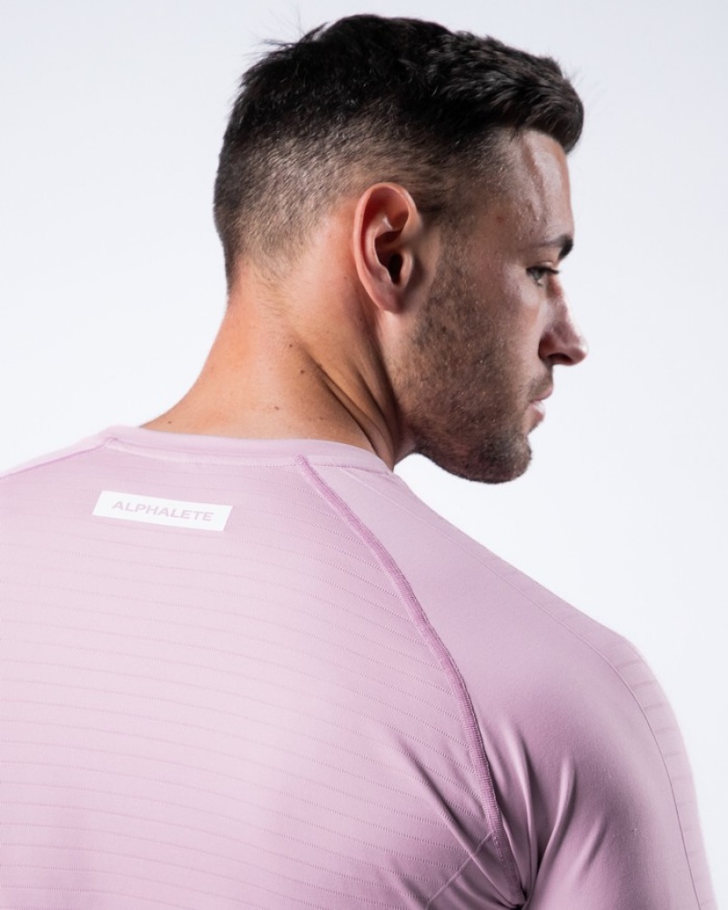 Alphalete Hero Long Sleeve Uomo Camicie Rosa | 16IKSBETC