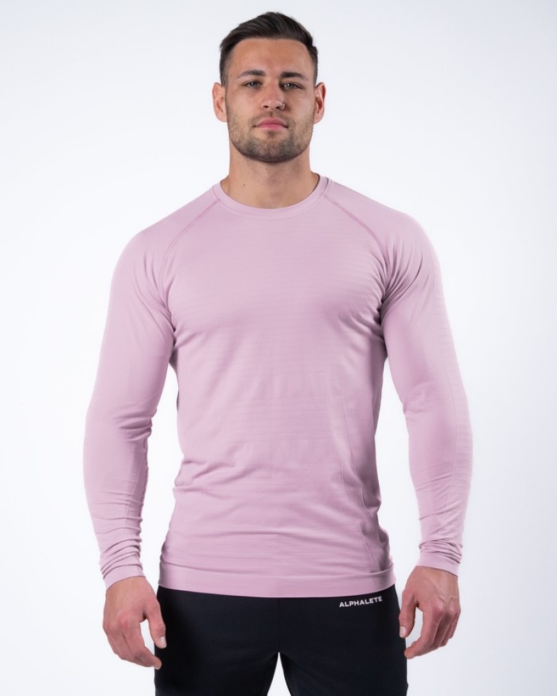 Alphalete Hero Long Sleeve Uomo Camicie Rosa | 16IKSBETC