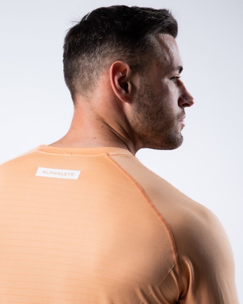 Alphalete Hero Long Sleeve Uomo Camicie Corallo | 59OQLXGVT