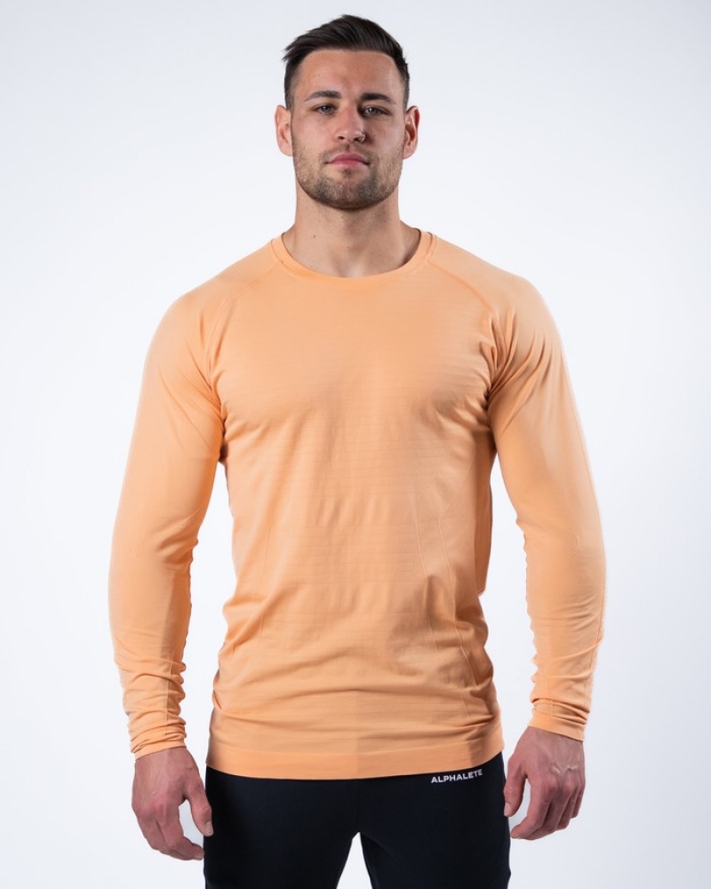 Alphalete Hero Long Sleeve Uomo Camicie Corallo | 59OQLXGVT