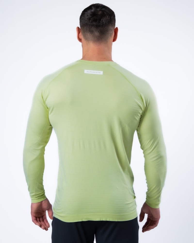 Alphalete Hero Long Sleeve Uomo Camicie Verdi | 06NRQLYGC