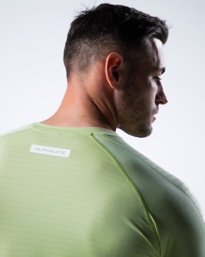 Alphalete Hero Long Sleeve Uomo Camicie Verdi | 06NRQLYGC