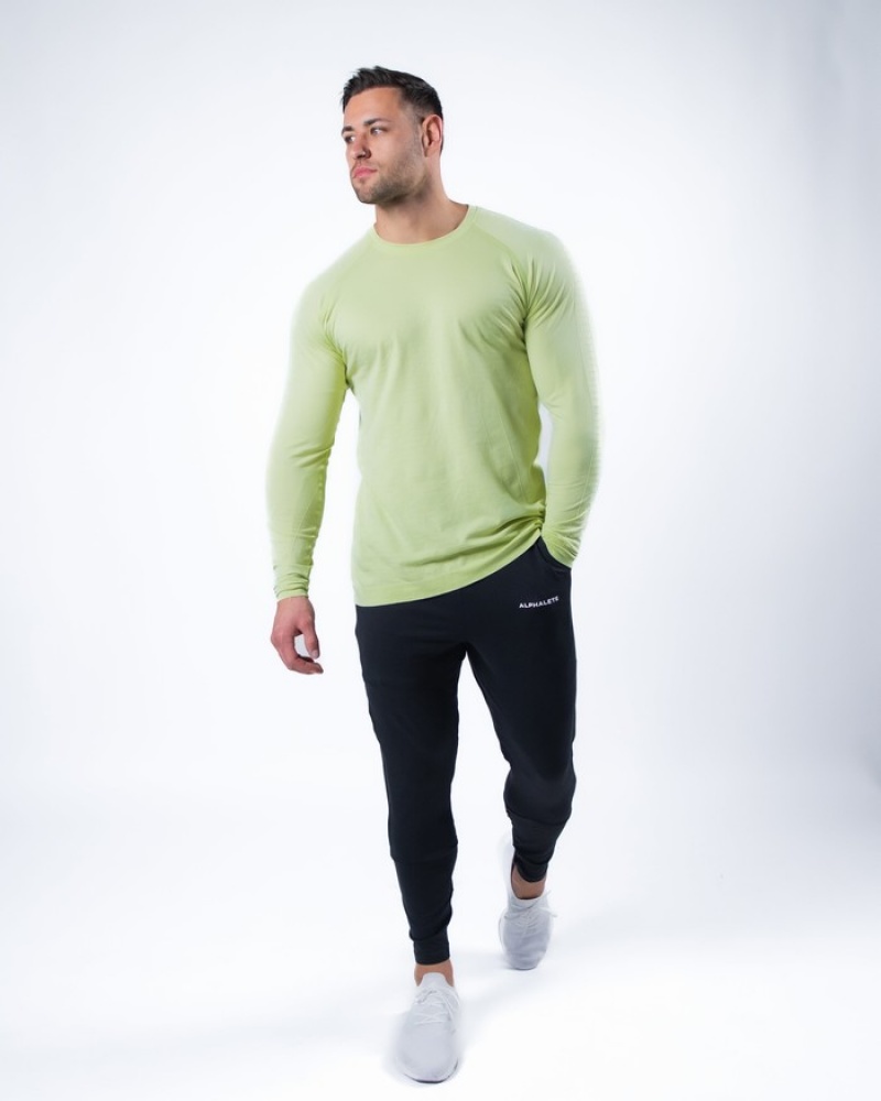 Alphalete Hero Long Sleeve Uomo Camicie Verdi | 06NRQLYGC