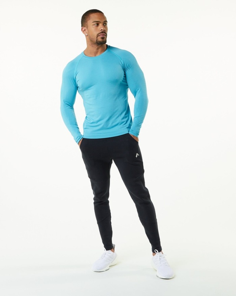 Alphalete Hero Long Sleeve Uomo Camicie Blu | 09MAUCOHW