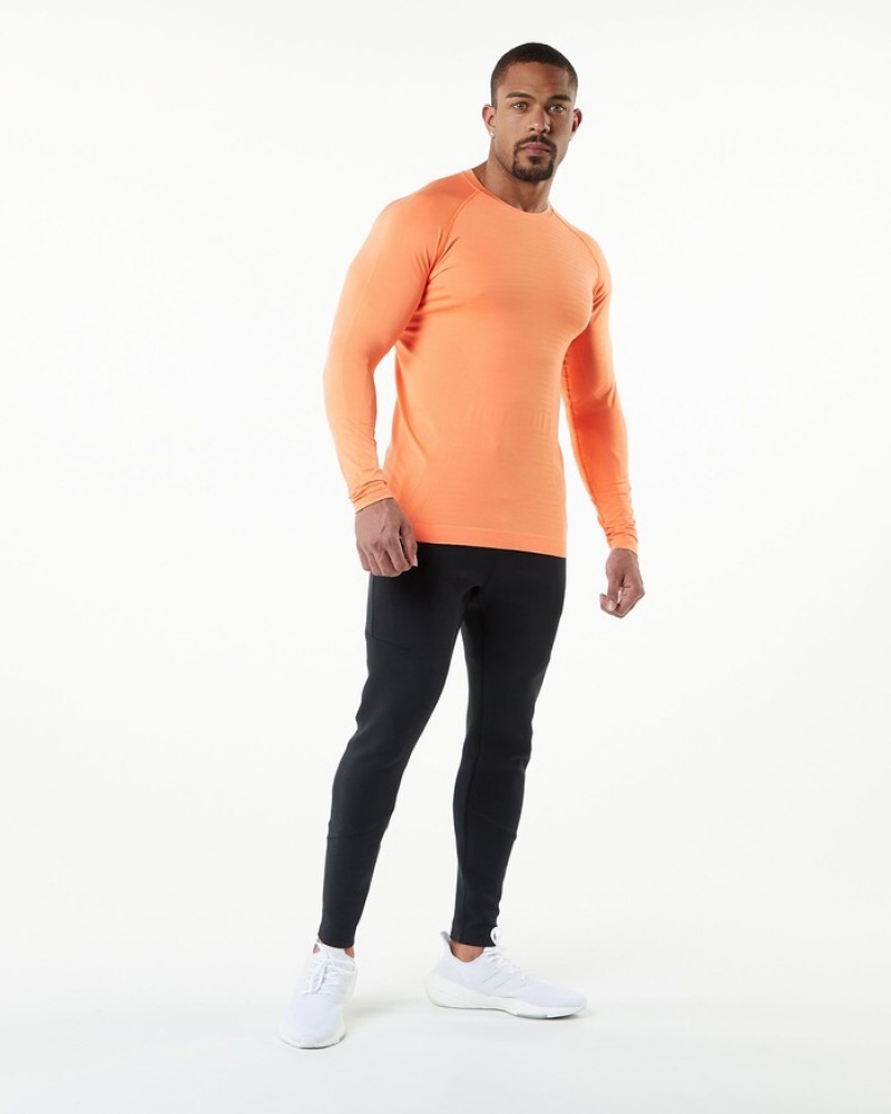 Alphalete Hero Long Sleeve Uomo Camicie Arancioni | 48ALDMHFZ