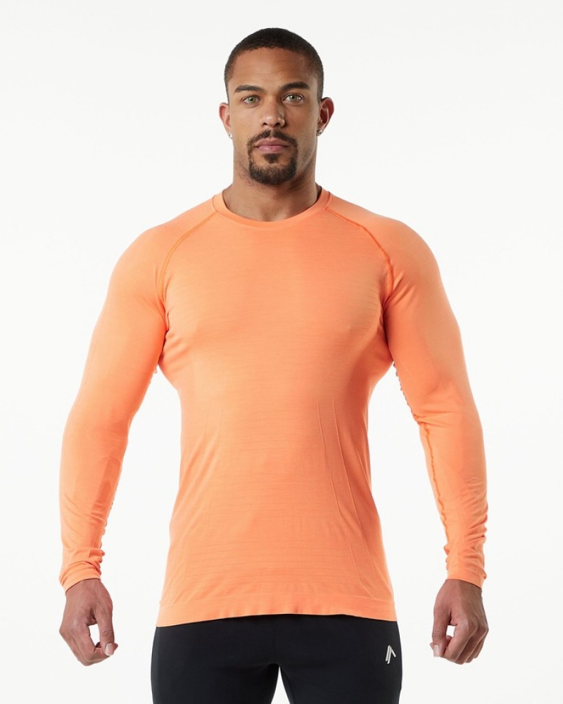 Alphalete Hero Long Sleeve Uomo Camicie Arancioni | 48ALDMHFZ