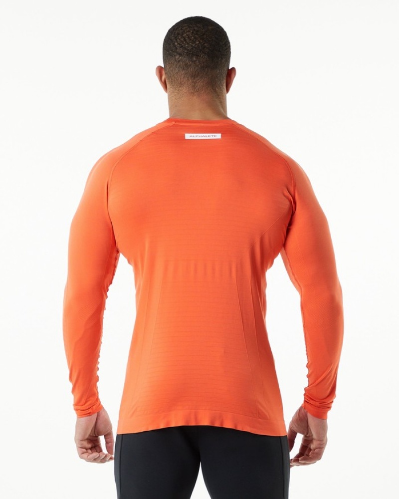 Alphalete Hero Long Sleeve Uomo Camicie Arancioni | 51GYLHXTK