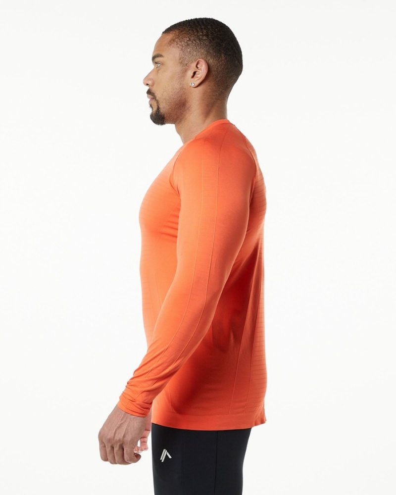 Alphalete Hero Long Sleeve Uomo Camicie Arancioni | 51GYLHXTK