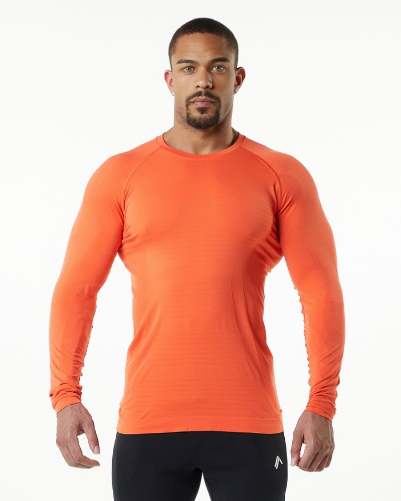 Alphalete Hero Long Sleeve Uomo Camicie Arancioni | 51GYLHXTK
