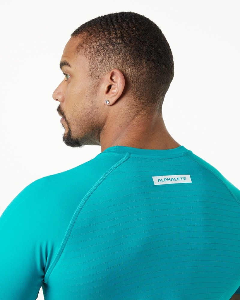 Alphalete Hero Uomo Camicie Blu | 71LUXQTAW