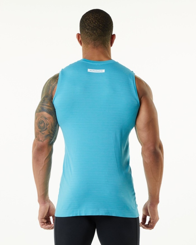 Alphalete Hero Uomo Canotta Blu | 62KRILJVX