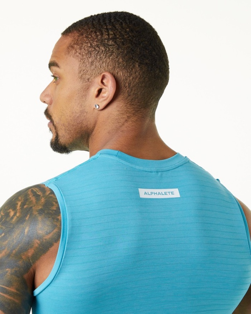 Alphalete Hero Uomo Canotta Blu | 62KRILJVX