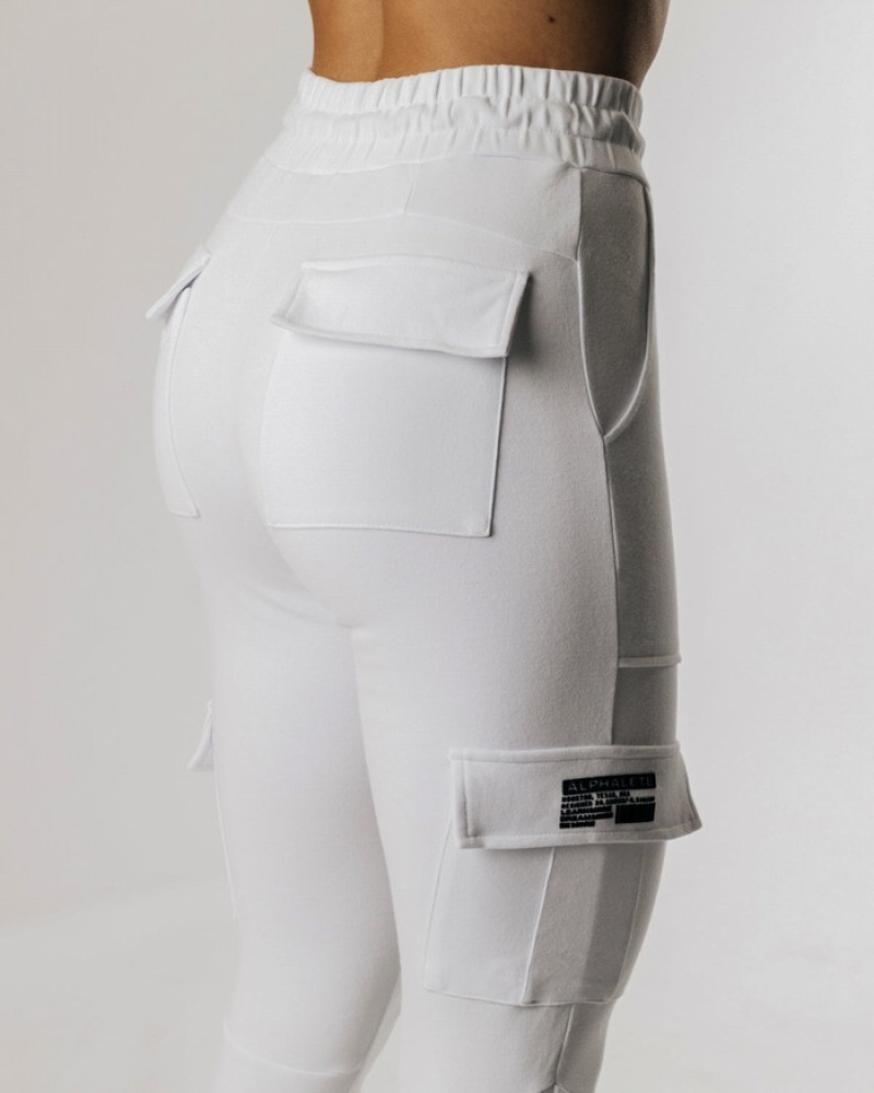 Alphalete Identity Cargo Donna Pantaloni Jogger Bianche | 35WCPXTFM