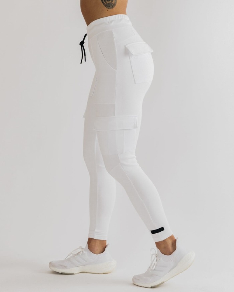 Alphalete Identity Cargo Donna Pantaloni Jogger Bianche | 35WCPXTFM