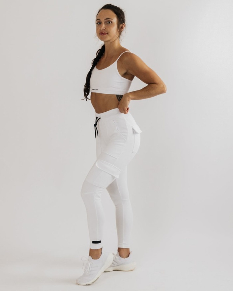 Alphalete Identity Cargo Donna Pantaloni Jogger Bianche | 35WCPXTFM