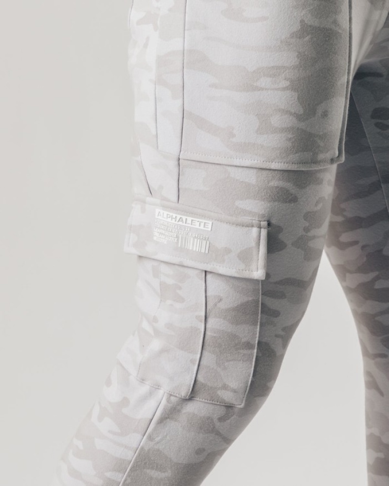 Alphalete Identity Cargo Uomo Pantaloni Jogger Argento Camouflage | 07SYLIJGP