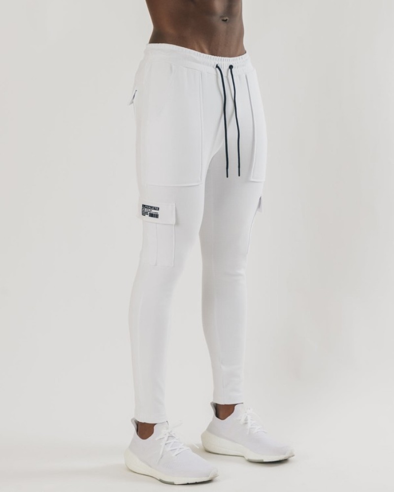 Alphalete Identity Cargo Uomo Pantaloni Jogger Bianche | 98RCBNKOE
