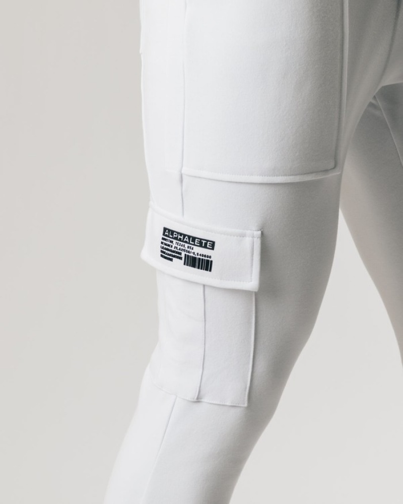Alphalete Identity Cargo Uomo Pantaloni Jogger Bianche | 98RCBNKOE