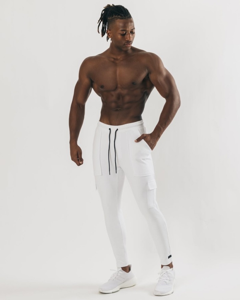 Alphalete Identity Cargo Uomo Pantaloni Jogger Bianche | 98RCBNKOE