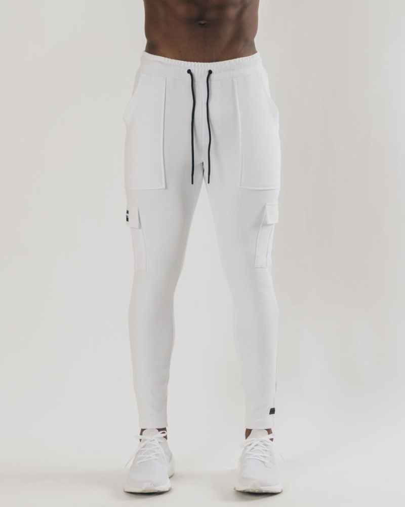 Alphalete Identity Cargo Uomo Pantaloni Jogger Bianche | 98RCBNKOE