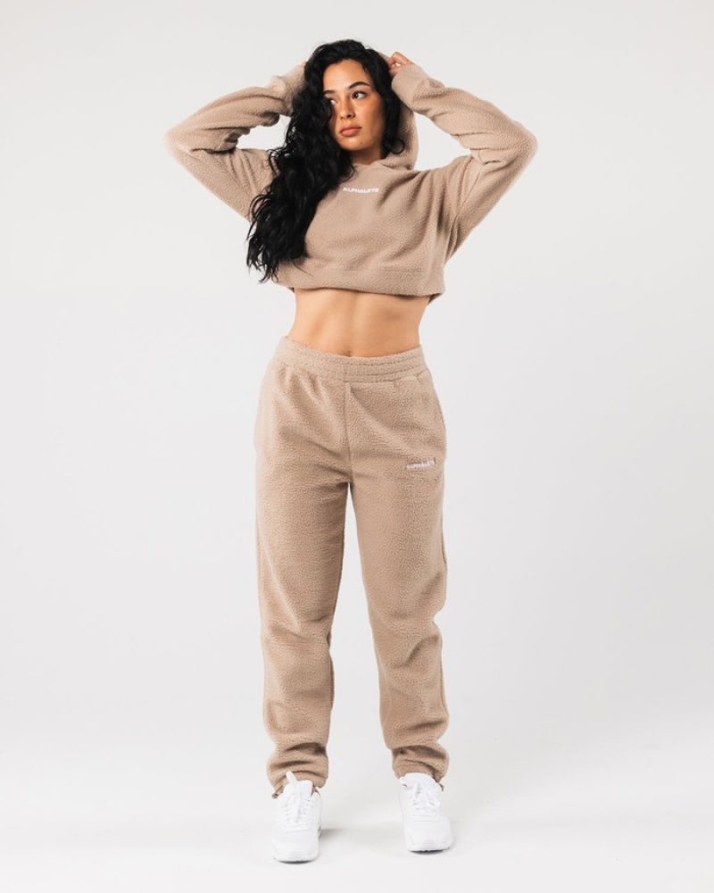 Alphalete King Crop Donna Felpa Con Cappuccio Beige | 60FTWMYCL