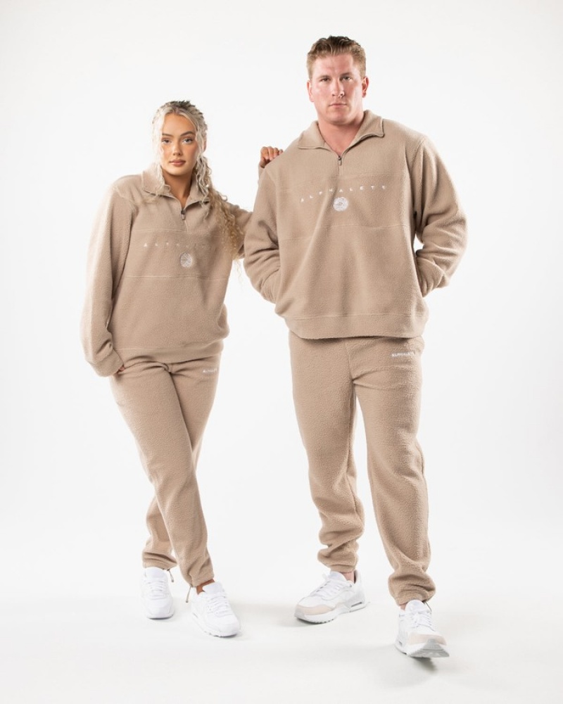 Alphalete King Quarter Zip Uomo Felpa Beige | 34VUJQRNE