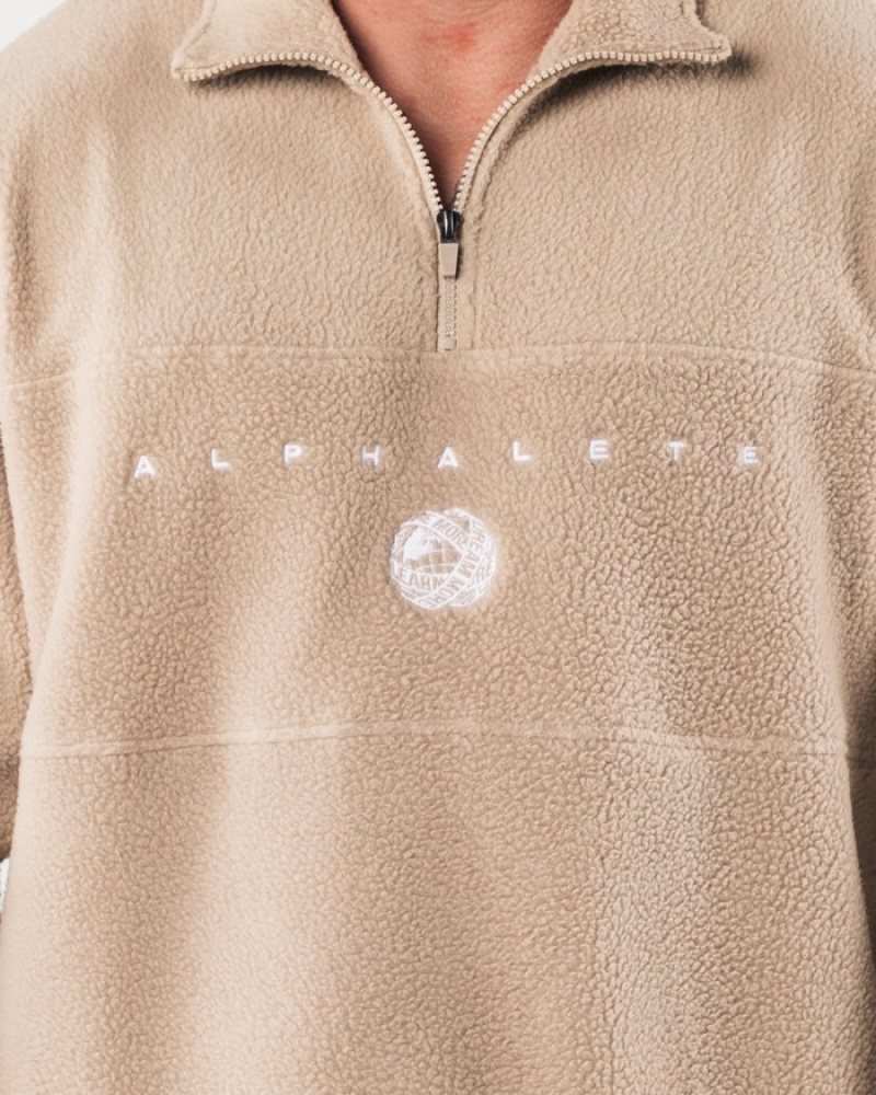 Alphalete King Quarter Zip Uomo Felpa Beige | 34VUJQRNE