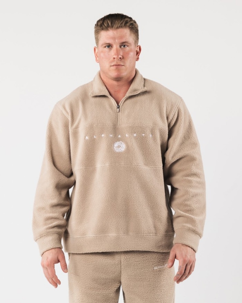 Alphalete King Quarter Zip Uomo Felpa Beige | 34VUJQRNE