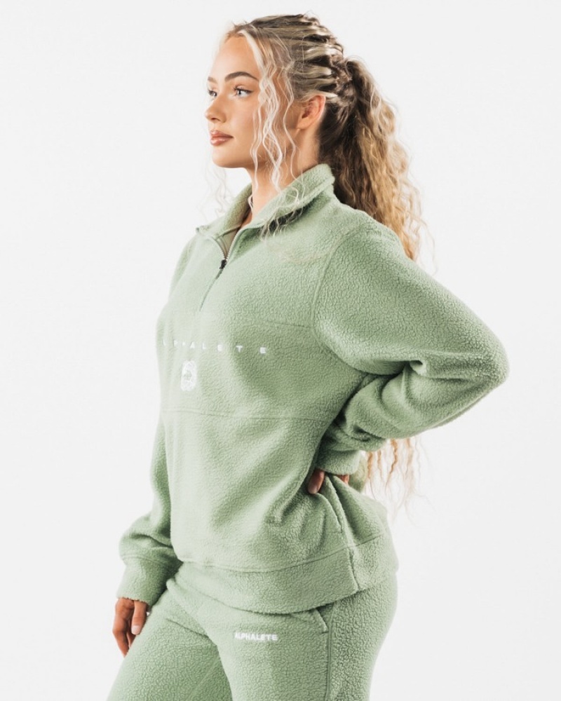 Alphalete King Quarter Zip Uomo Felpa Verde Oliva | 15EKNDQAJ