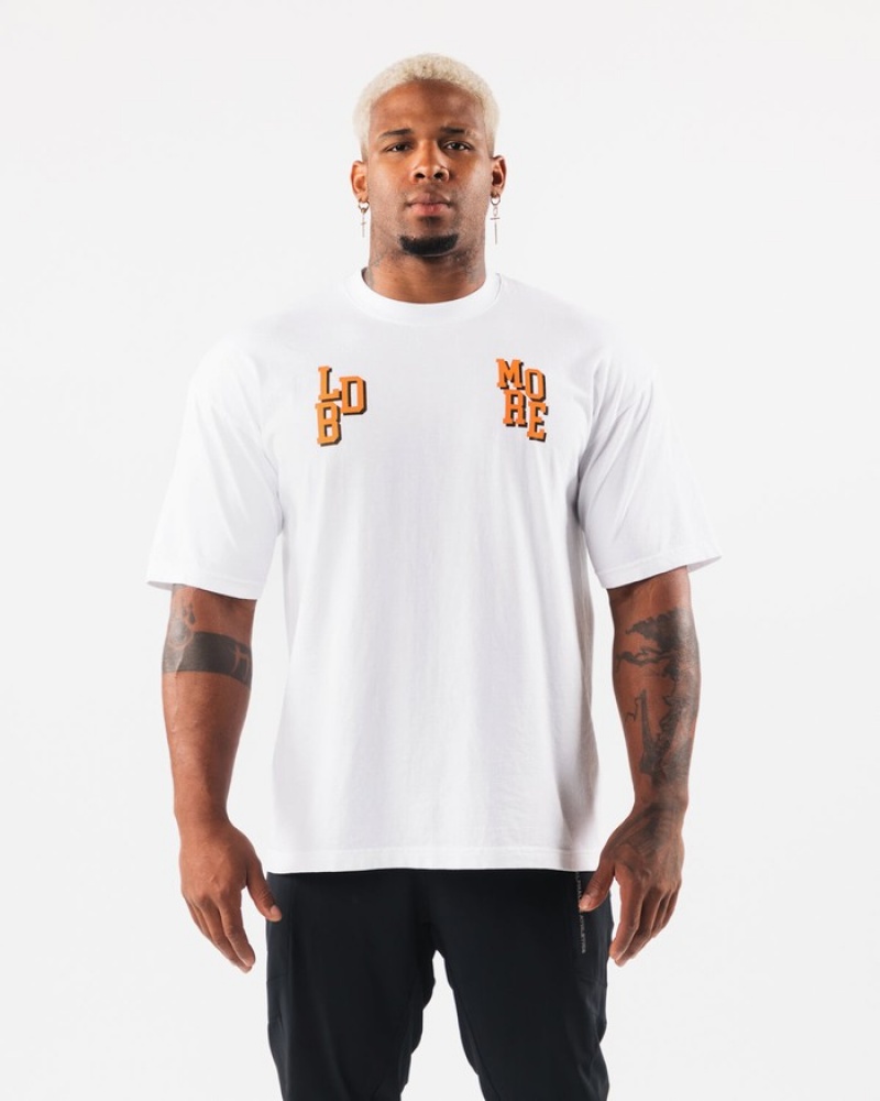 Alphalete LDB More Letter Uomo Camicie Bianche | 41GMKFIYE
