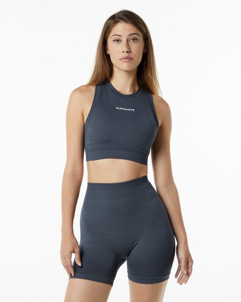 Alphalete Ozone Crop Donna Reggiseni Grigie Scuro | 70VSAJBYF