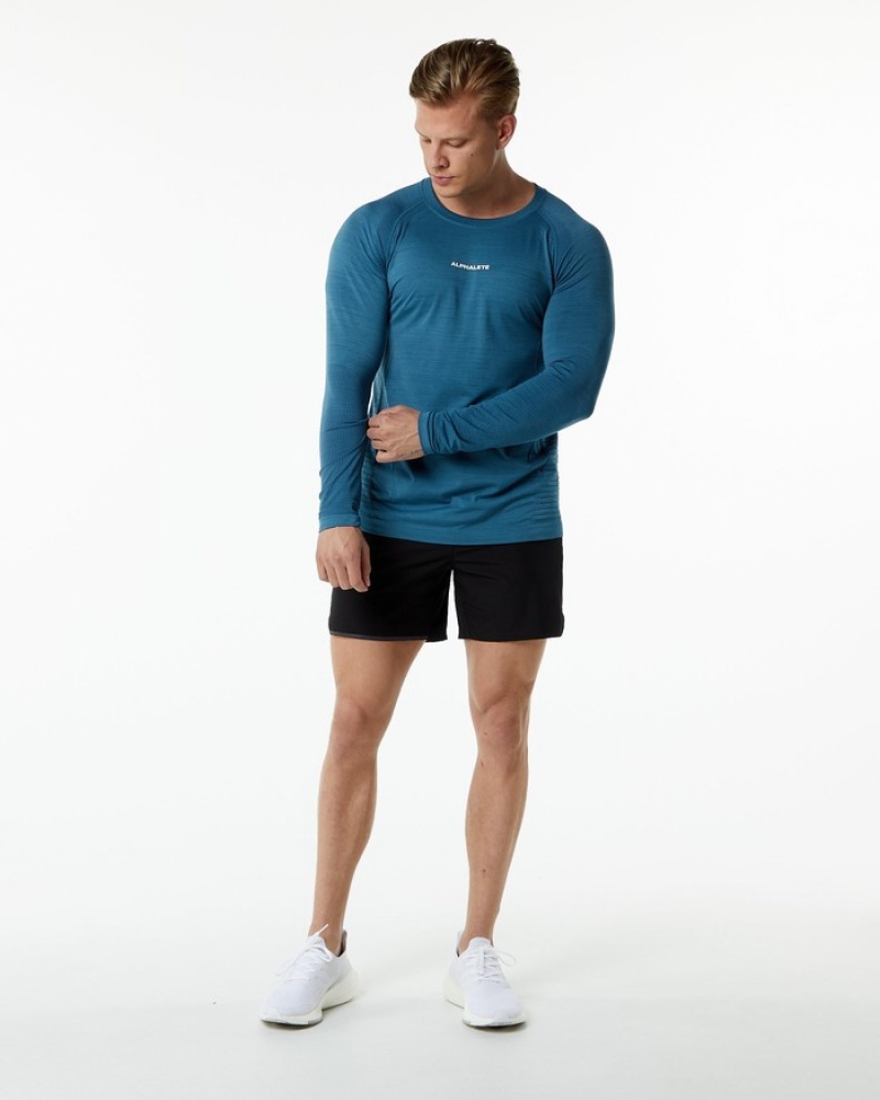 Alphalete Ozone LS Uomo Camicie Blu | 28KNDVZXH