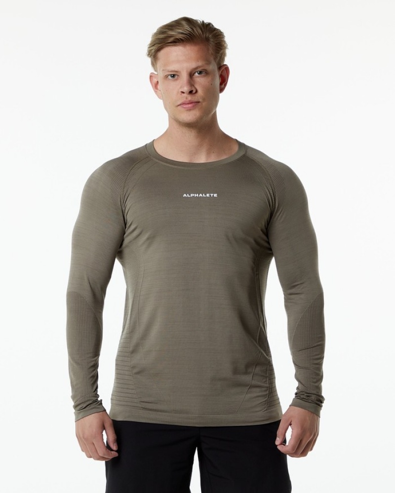 Alphalete Ozone LS Uomo Camicie Grigie | 89MAYXGQR