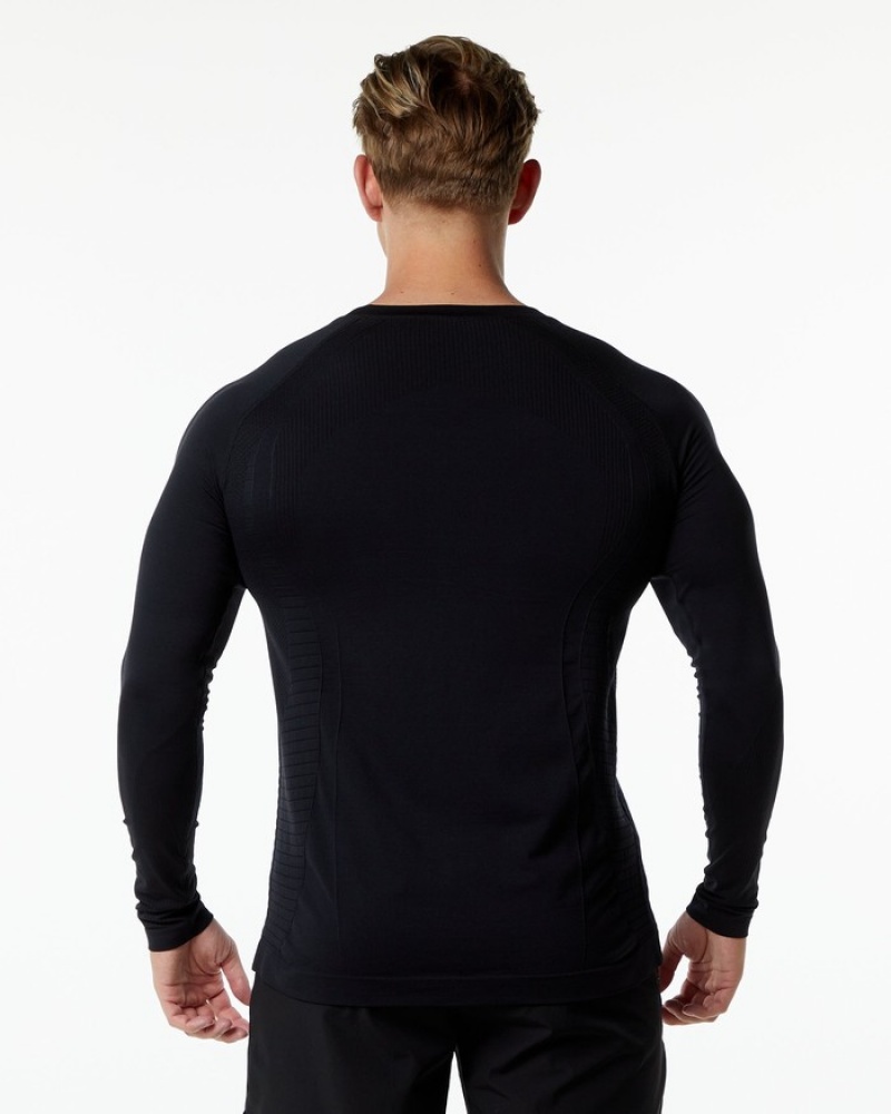 Alphalete Ozone LS Uomo Camicie Nere | 10MQCJHIZ