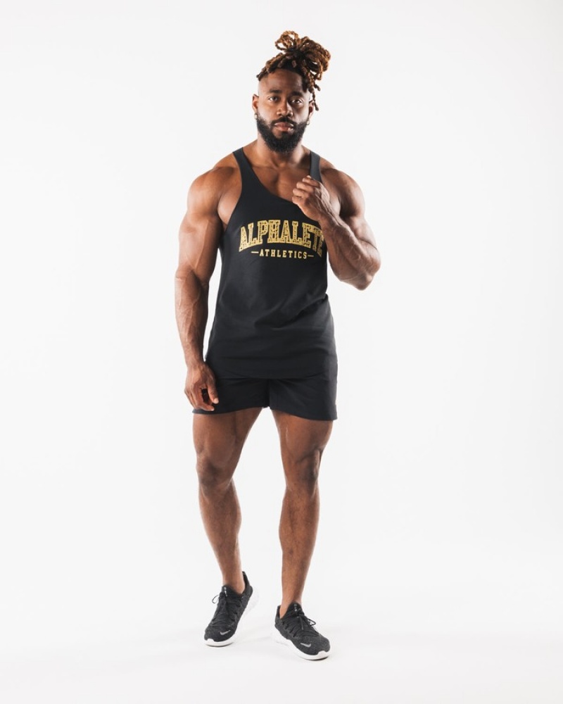 Alphalete Paisley Print Raw Cut Uomo Canotta Nere | 10ZJMGSKQ