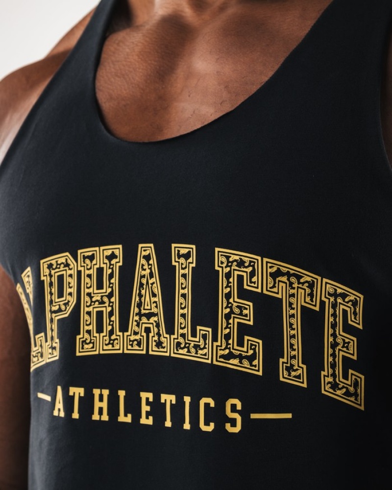 Alphalete Paisley Print Raw Cut Uomo Canotta Nere | 10ZJMGSKQ