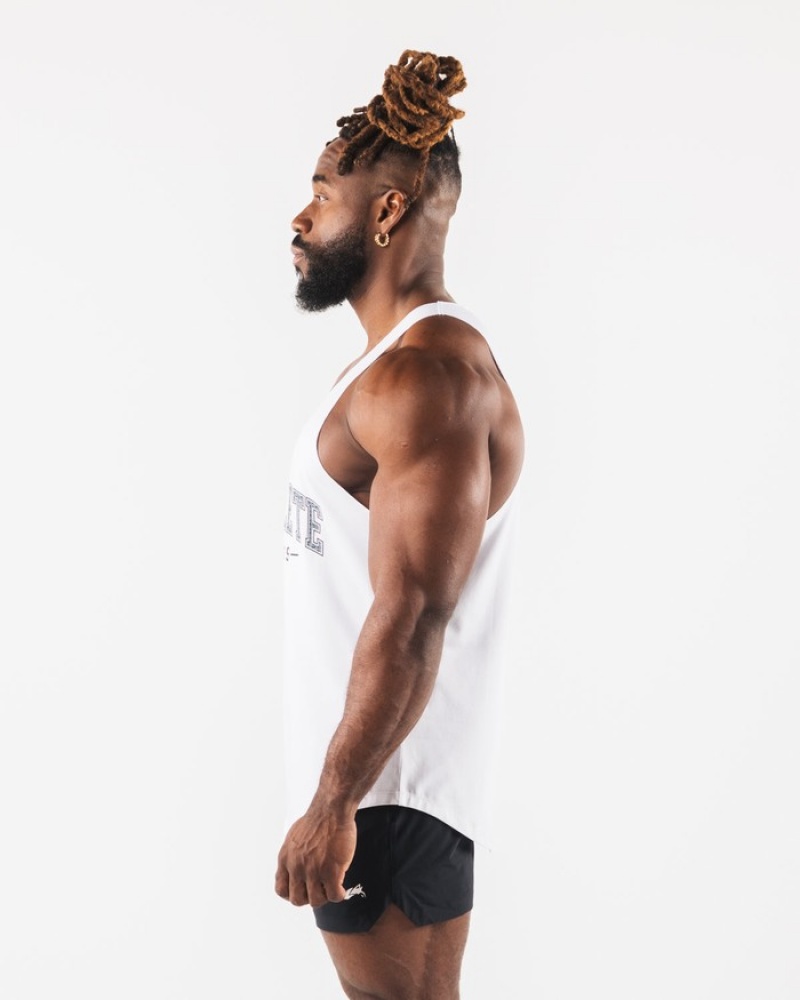 Alphalete Paisley Print Raw Cut Uomo Canotta Bianche | 54NFXSUQY