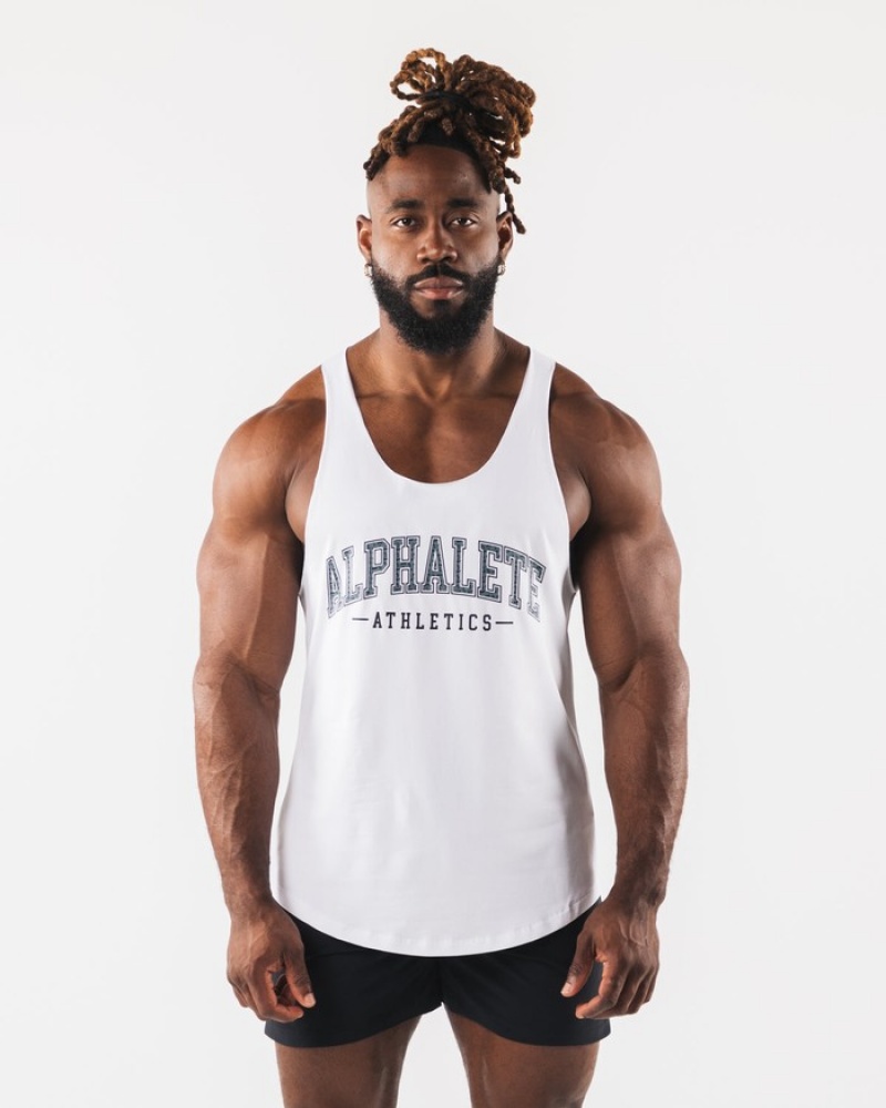 Alphalete Paisley Print Raw Cut Uomo Canotta Bianche | 54NFXSUQY