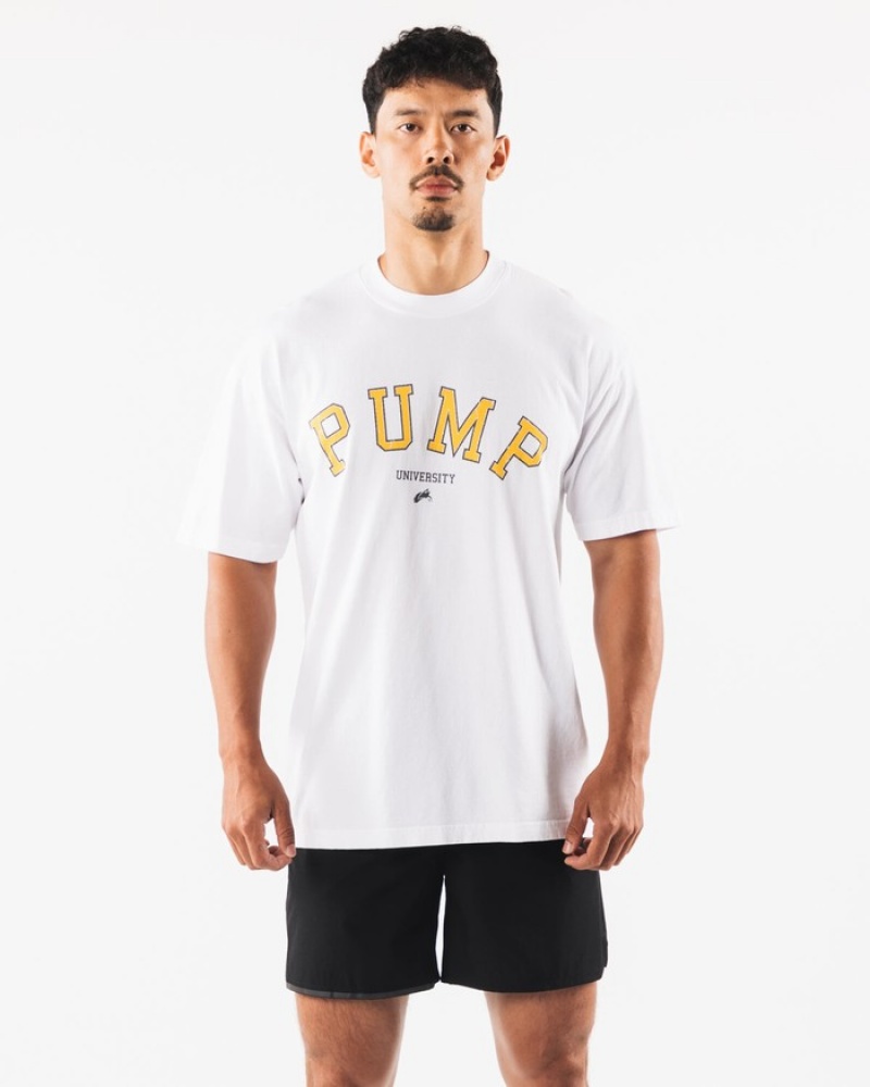 Alphalete Pump University Uomo Camicie Bianche | 13CFZLRKX
