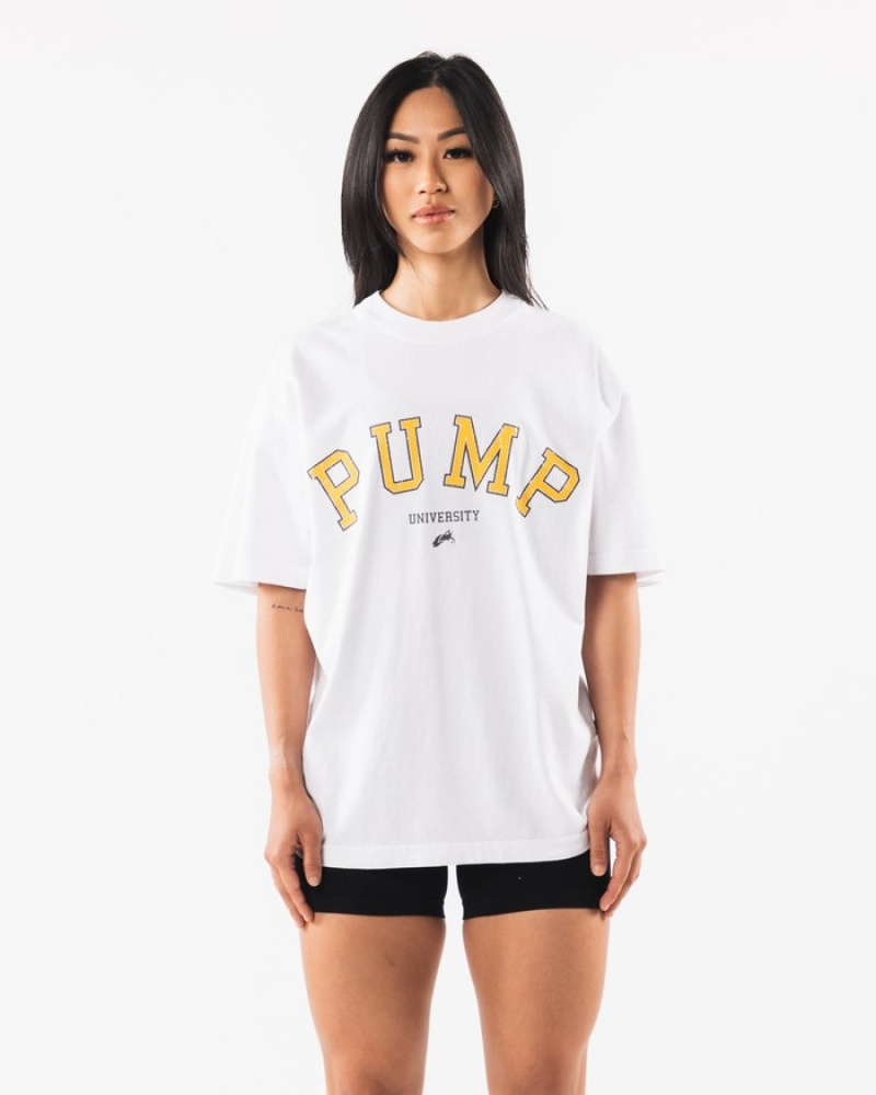 Alphalete Pump University Uomo Camicie Bianche | 13CFZLRKX