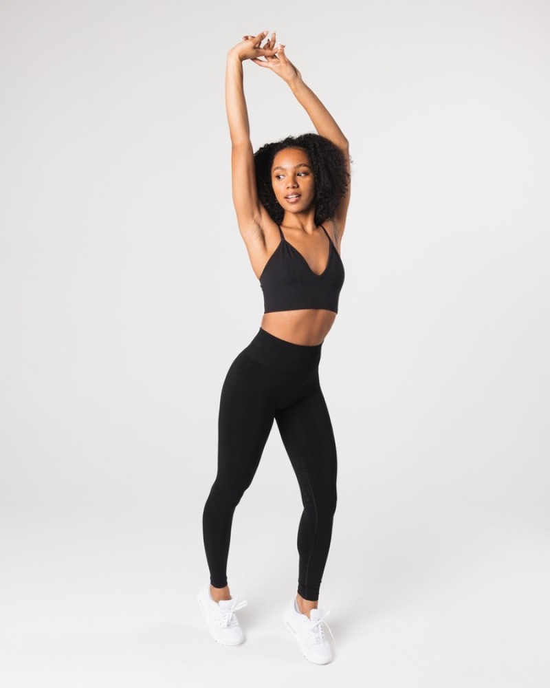 Alphalete Seamless Costine Donna Reggiseni Nere | 59XIDSGUW