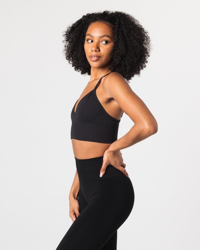 Alphalete Seamless Costine Donna Reggiseni Nere | 59XIDSGUW