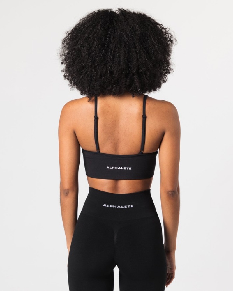 Alphalete Seamless Costine Donna Reggiseni Nere | 59XIDSGUW