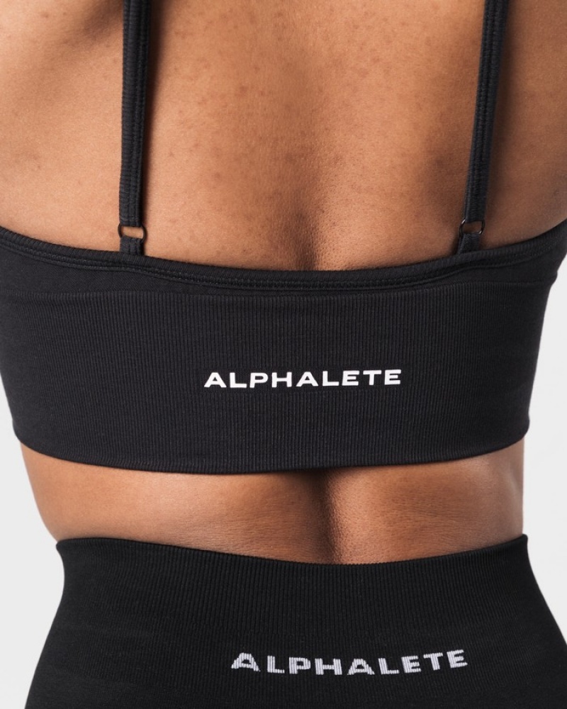Alphalete Seamless Costine Donna Reggiseni Nere | 59XIDSGUW