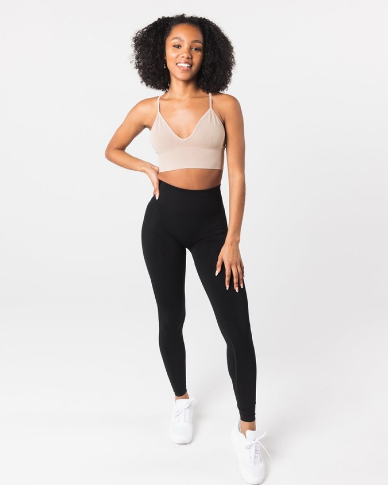 Alphalete Seamless Costine Donna Reggiseni Beige | 83IAHVDCN