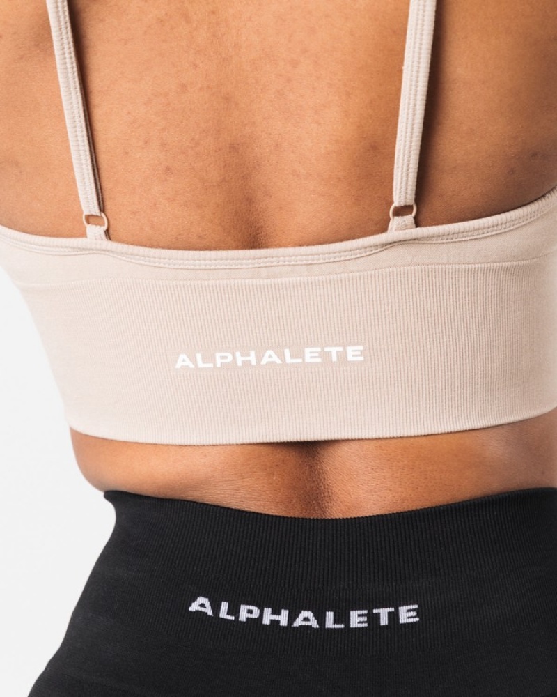 Alphalete Seamless Costine Donna Reggiseni Beige | 83IAHVDCN