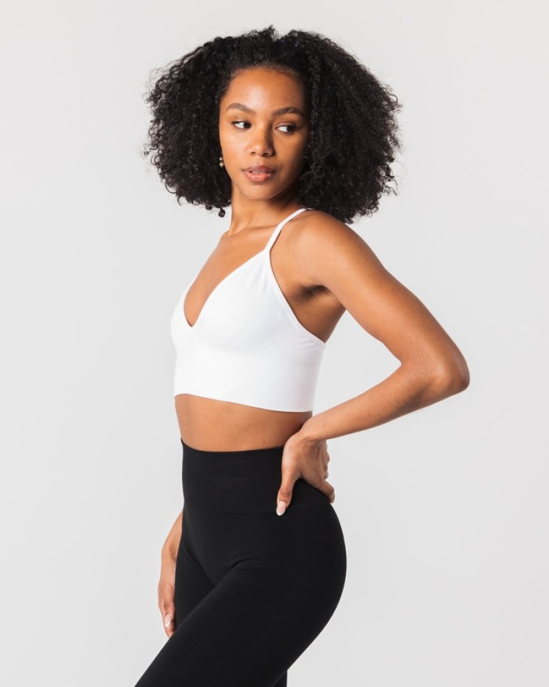 Alphalete Seamless Costine Donna Reggiseni Bianche | 86YTRKWXH