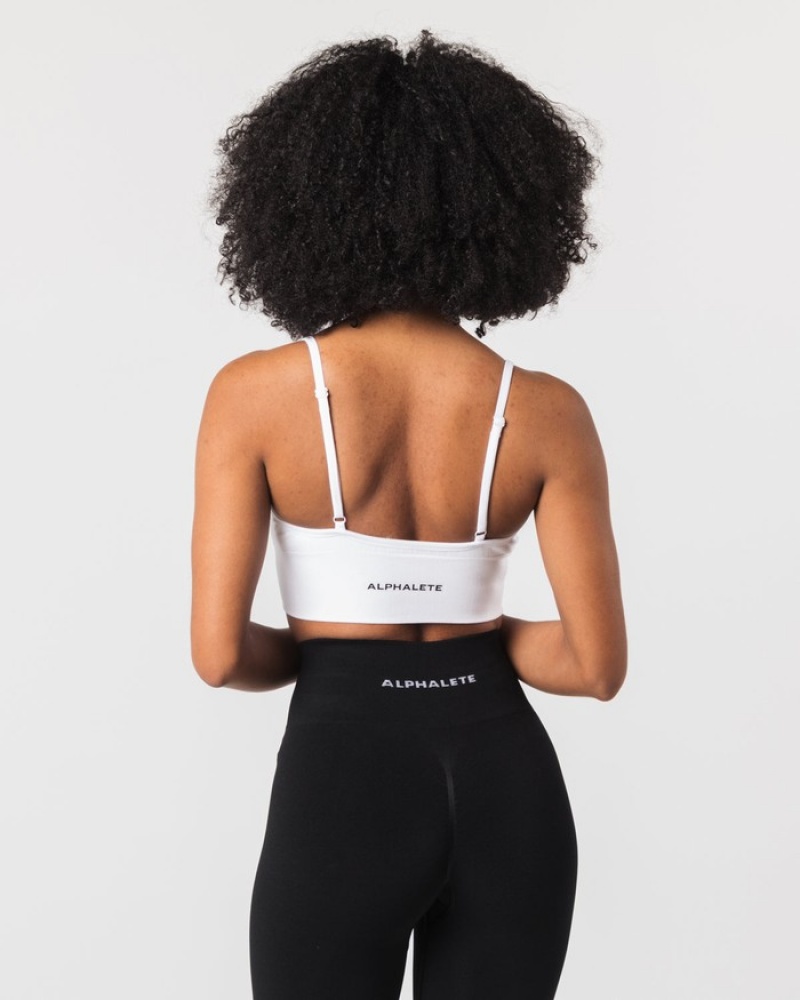 Alphalete Seamless Costine Donna Reggiseni Bianche | 86YTRKWXH