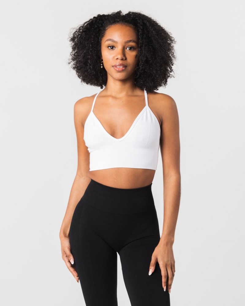 Alphalete Seamless Costine Donna Reggiseni Bianche | 86YTRKWXH