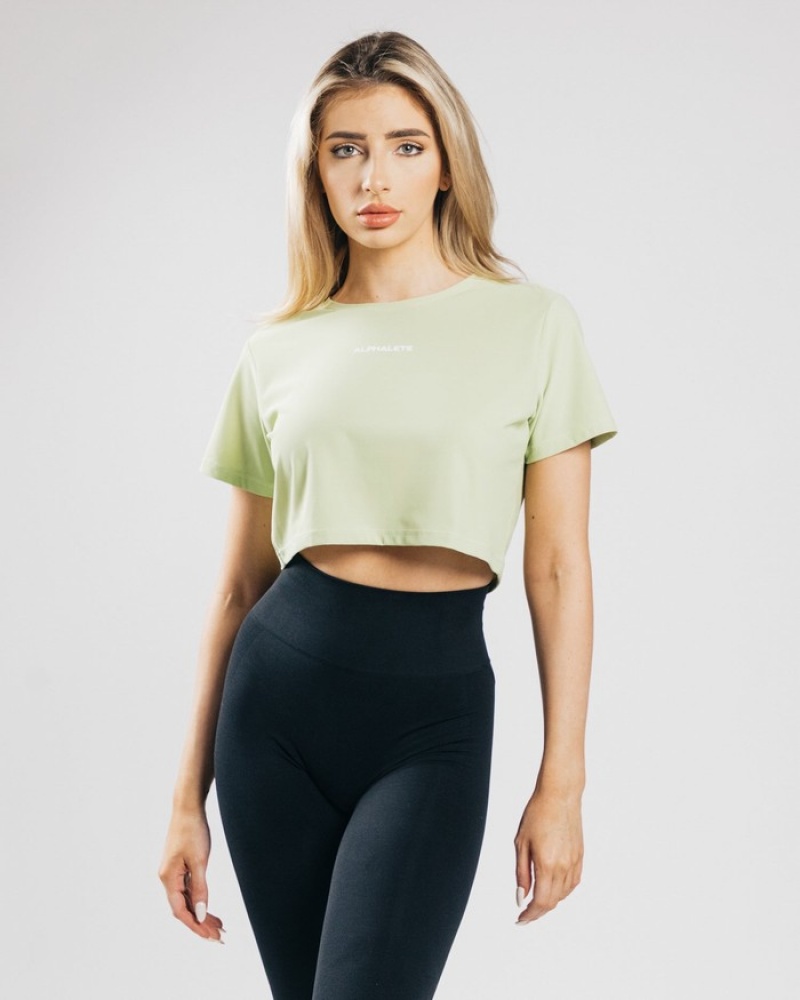 Alphalete Signature Mesh Crop Donna Camicie Verdi Chiaro | 07DXCSKPV